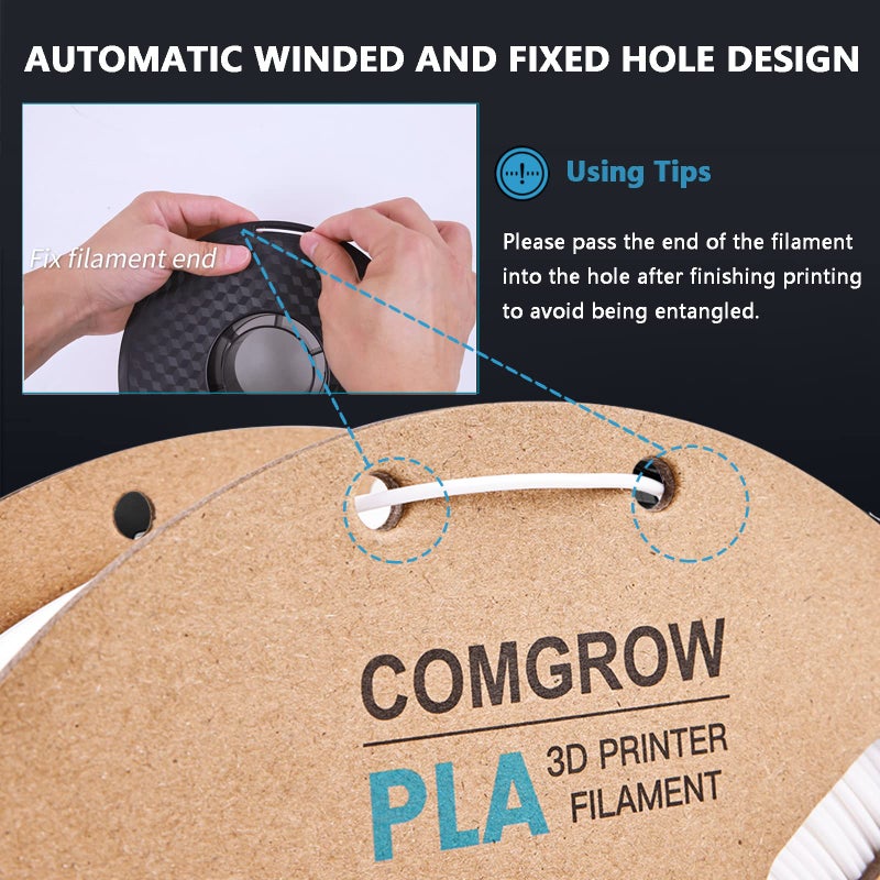 Comgrow PLA 3D Printer Filament, 3D Printer PLA Filament 1.75mm, Dimensional Accuracy +/- 0.02 mm, 1KG Spool PLA Blue - Image 2